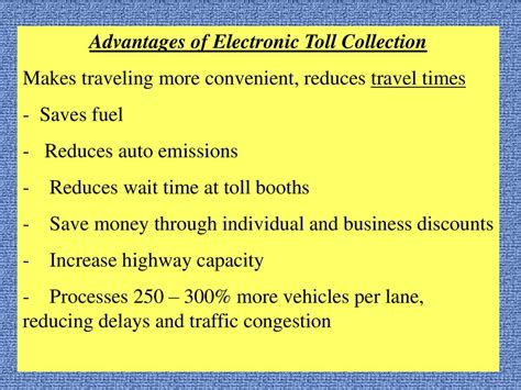 non collection of electronic tolling